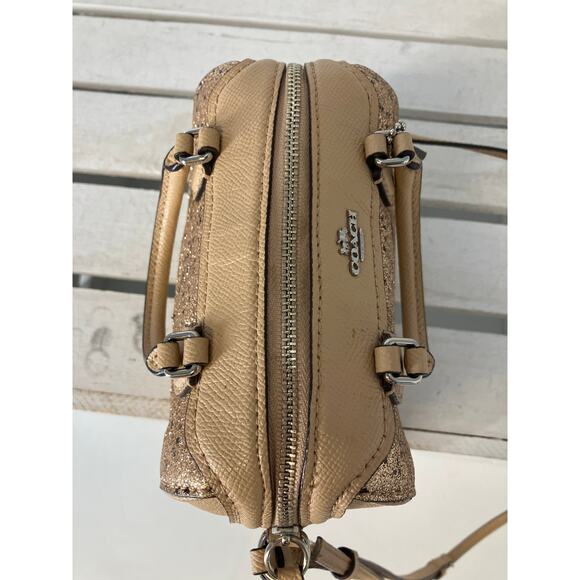 COACH F37747 MICRO GOLD MINI GLITTER BENNETT SATCHEL. STARS - Picture 4 of 16